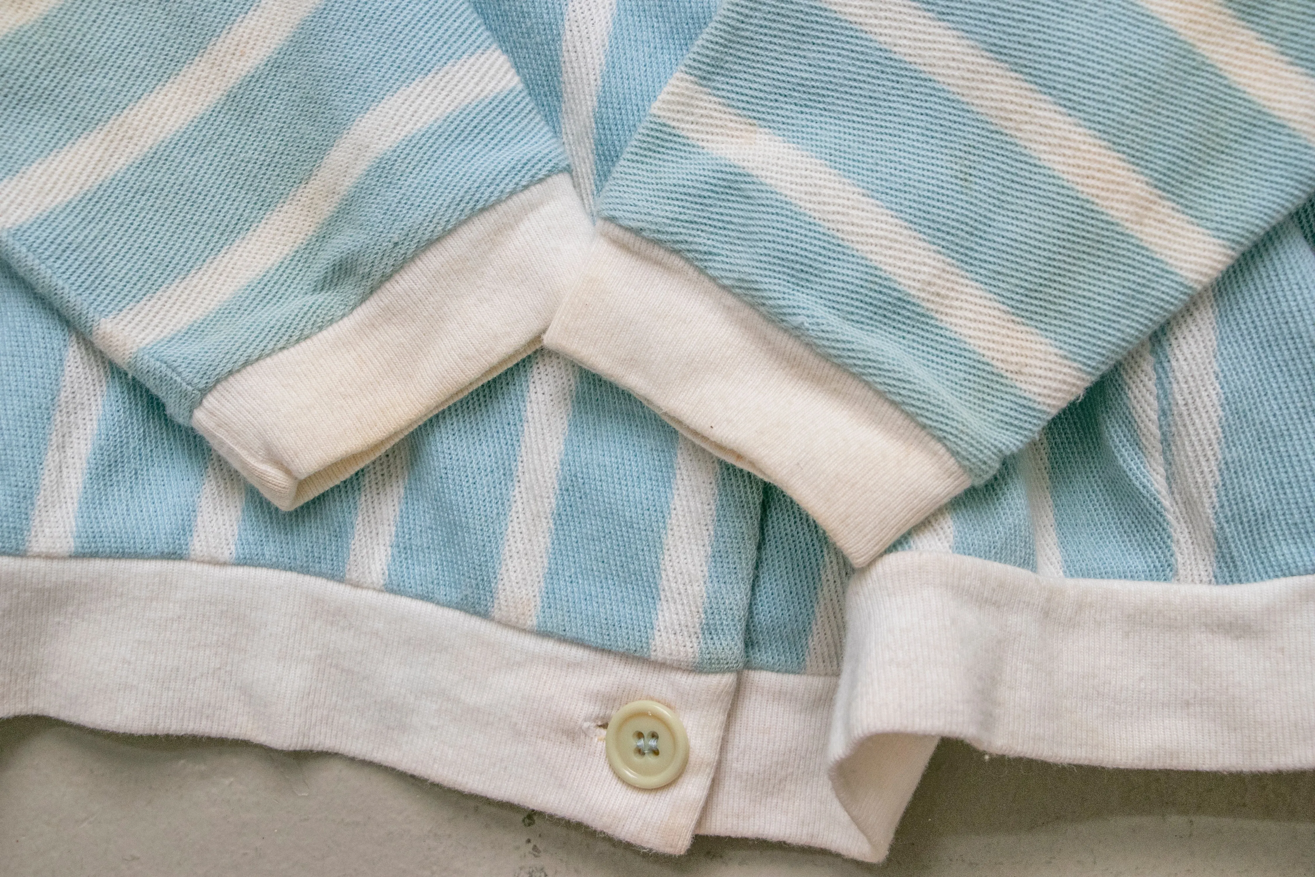 1950s Knit Cardigan Striped Cotton Top S