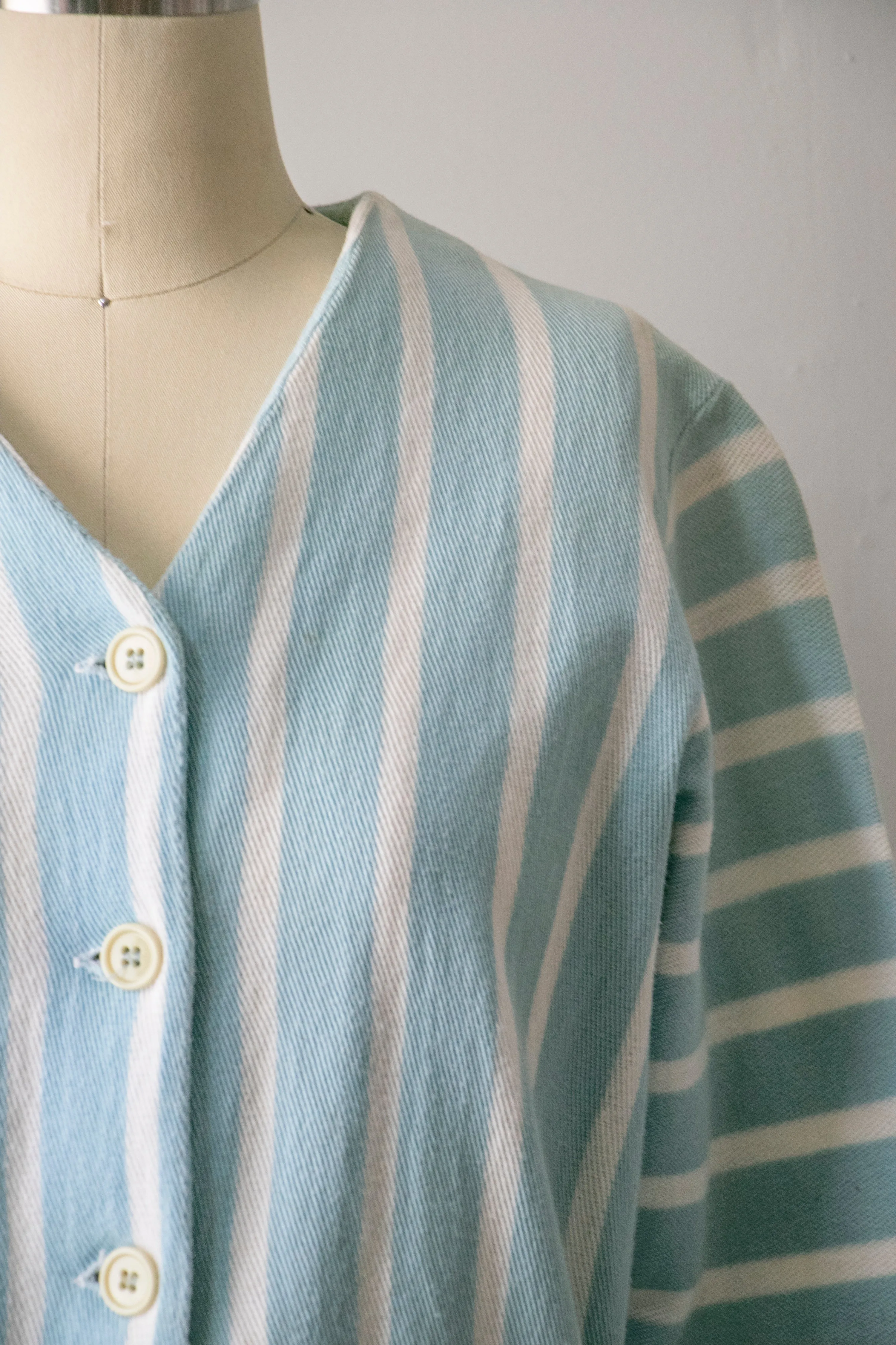 1950s Knit Cardigan Striped Cotton Top S