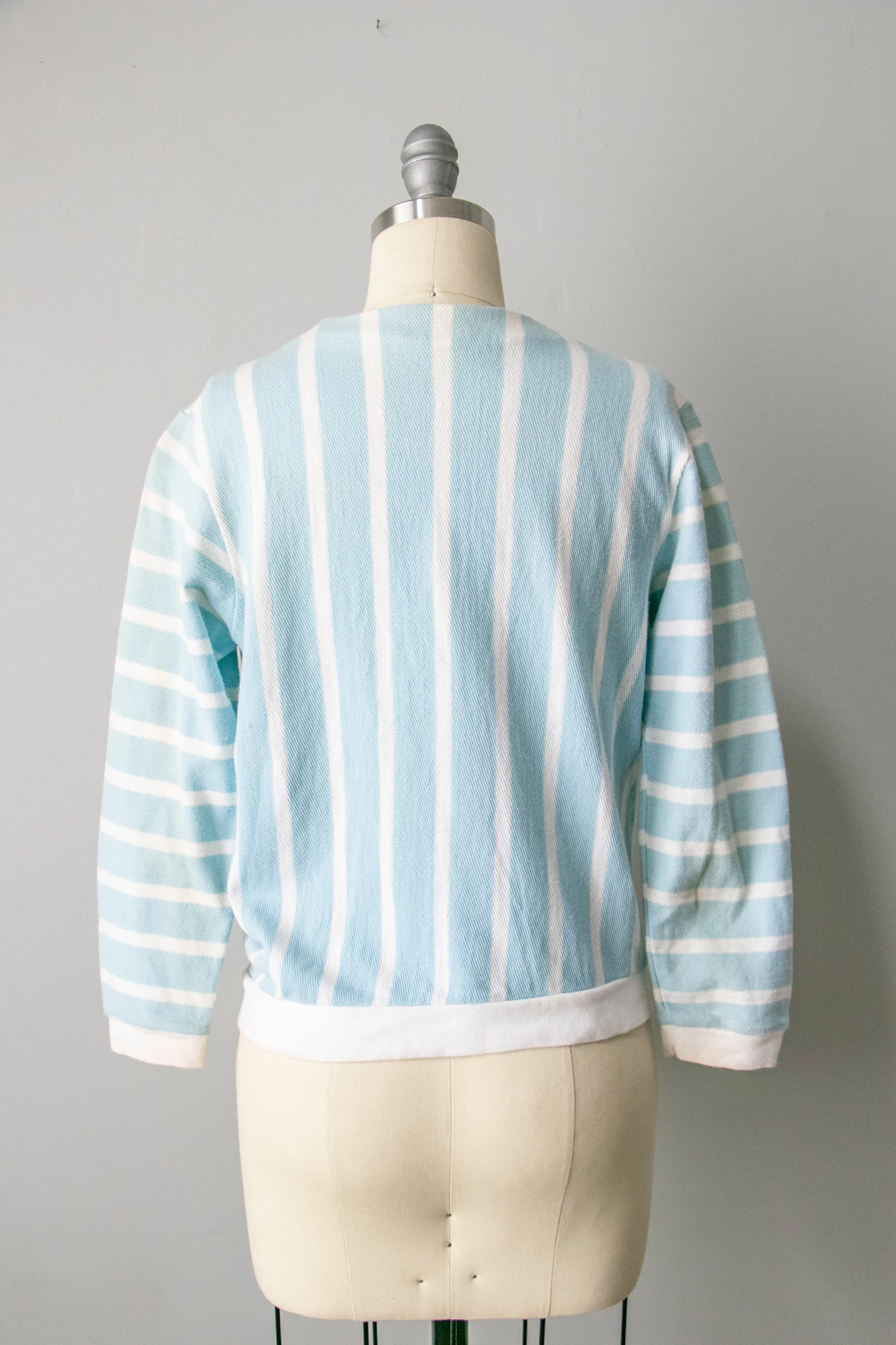 1950s Knit Cardigan Striped Cotton Top S