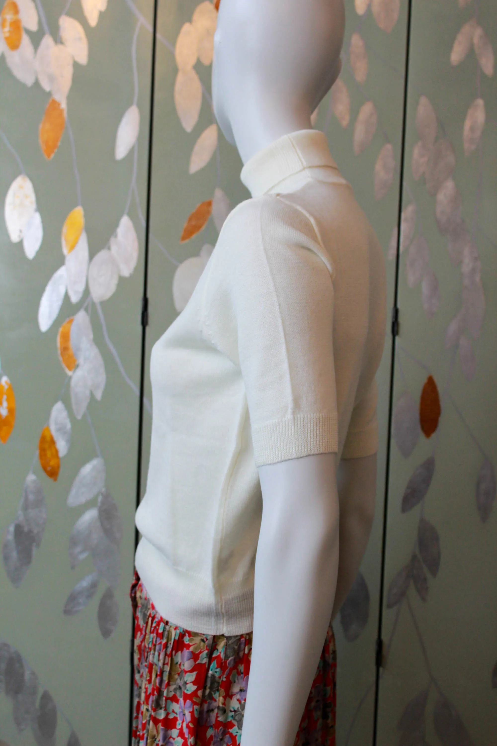 1980s White Knit Mock Neck, Small