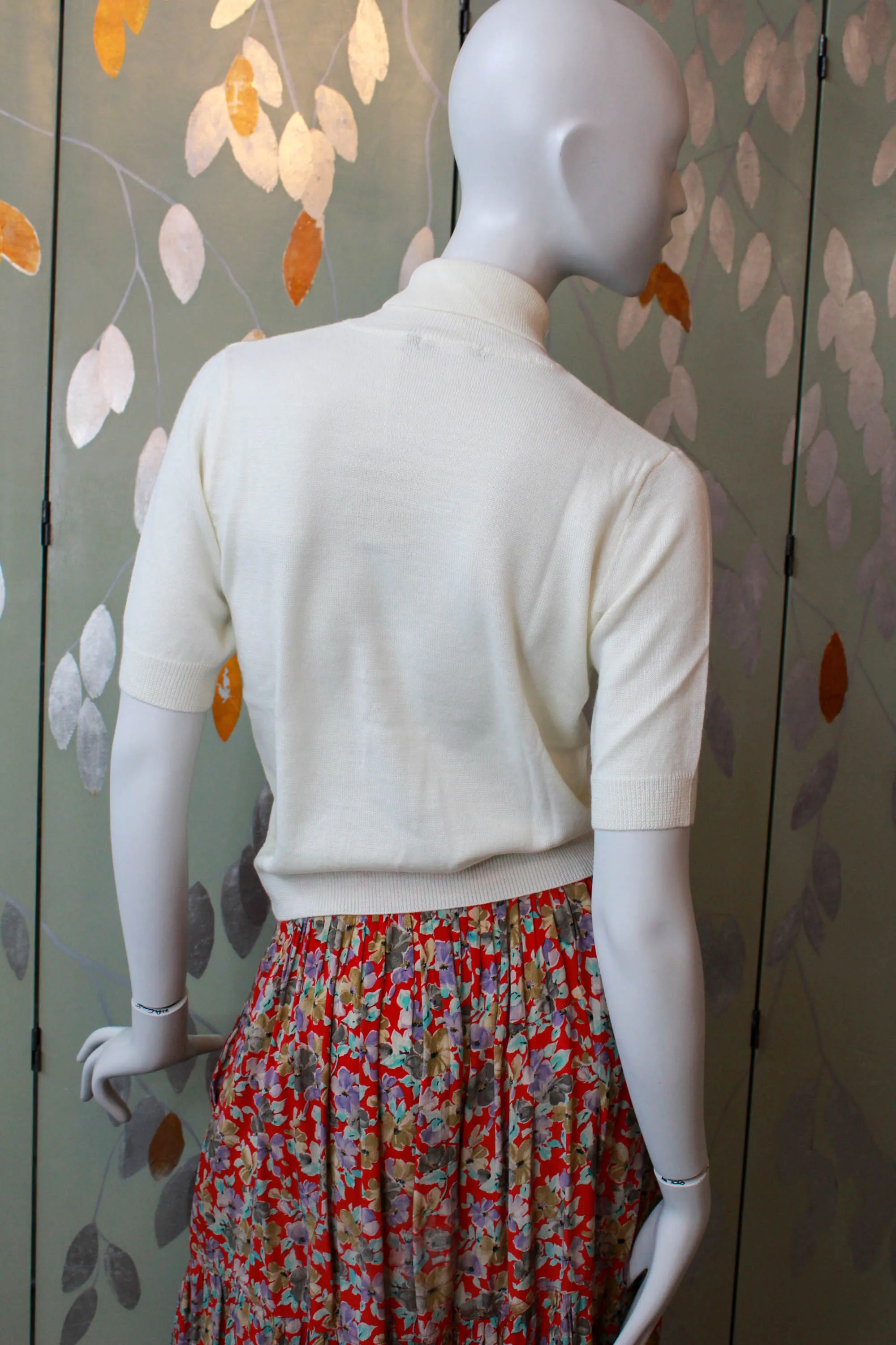 1980s White Knit Mock Neck, Small