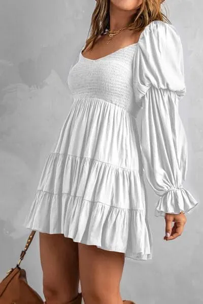 Andrea Smocked Off-Shoulder Tiered Mini Dress