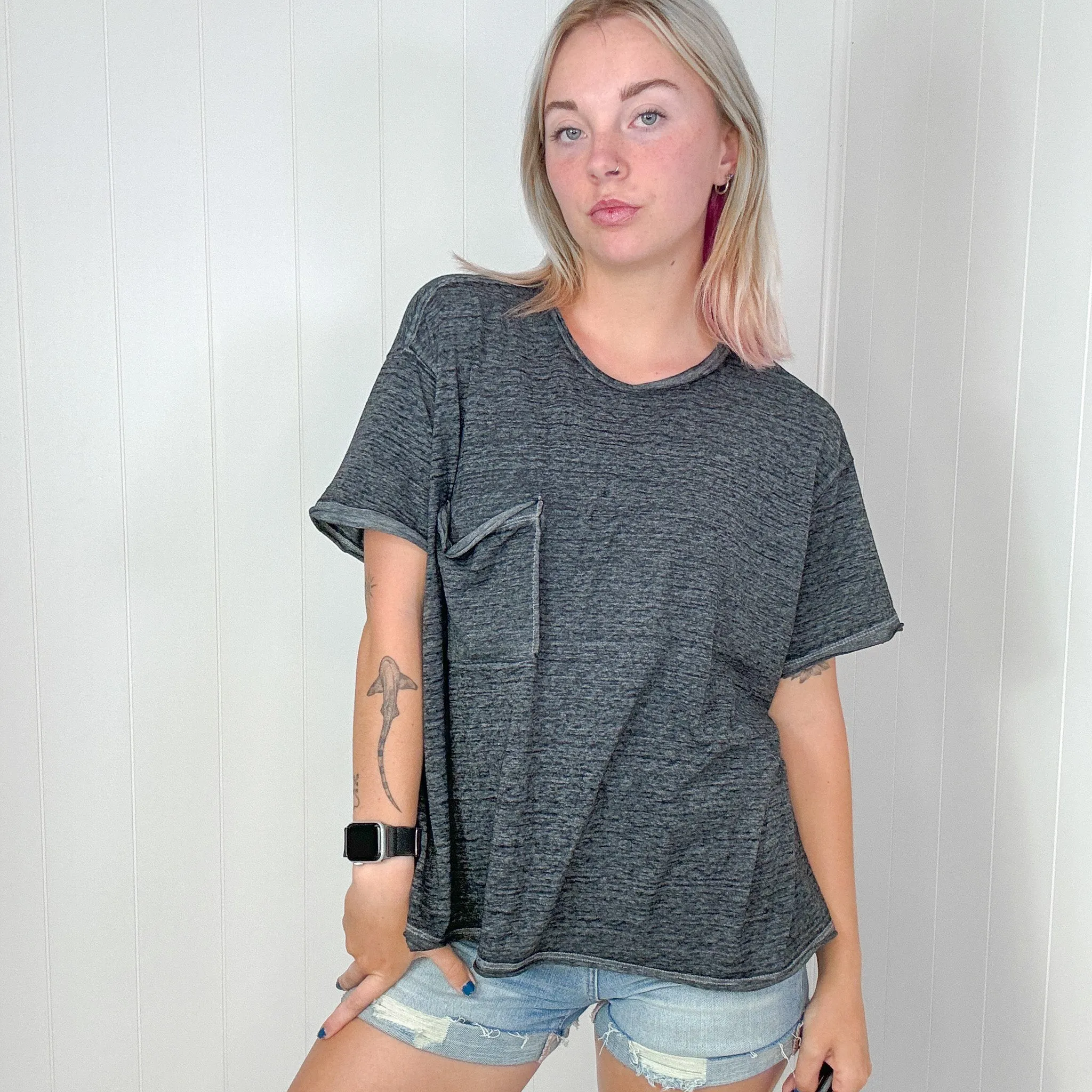 Ash Black Close to Myself Patch Pocket Short Sleeve Tee