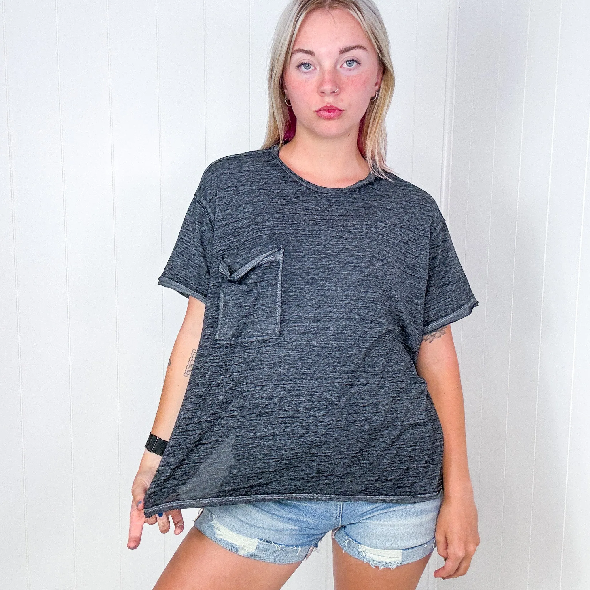 Ash Black Close to Myself Patch Pocket Short Sleeve Tee