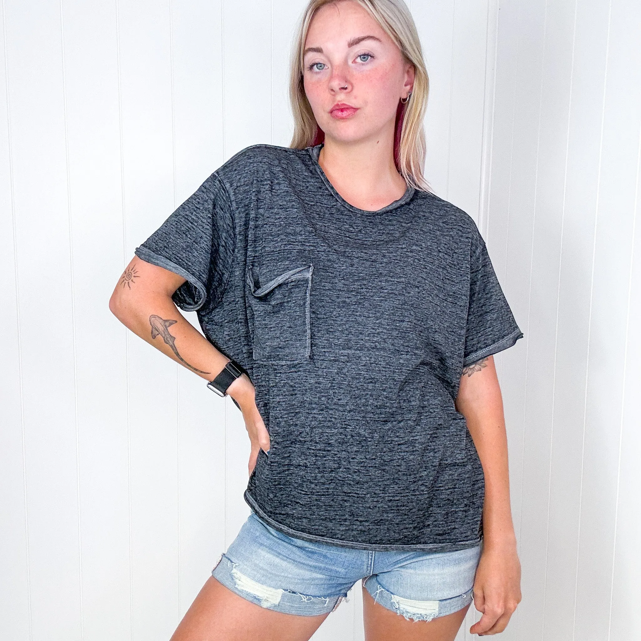 Ash Black Close to Myself Patch Pocket Short Sleeve Tee