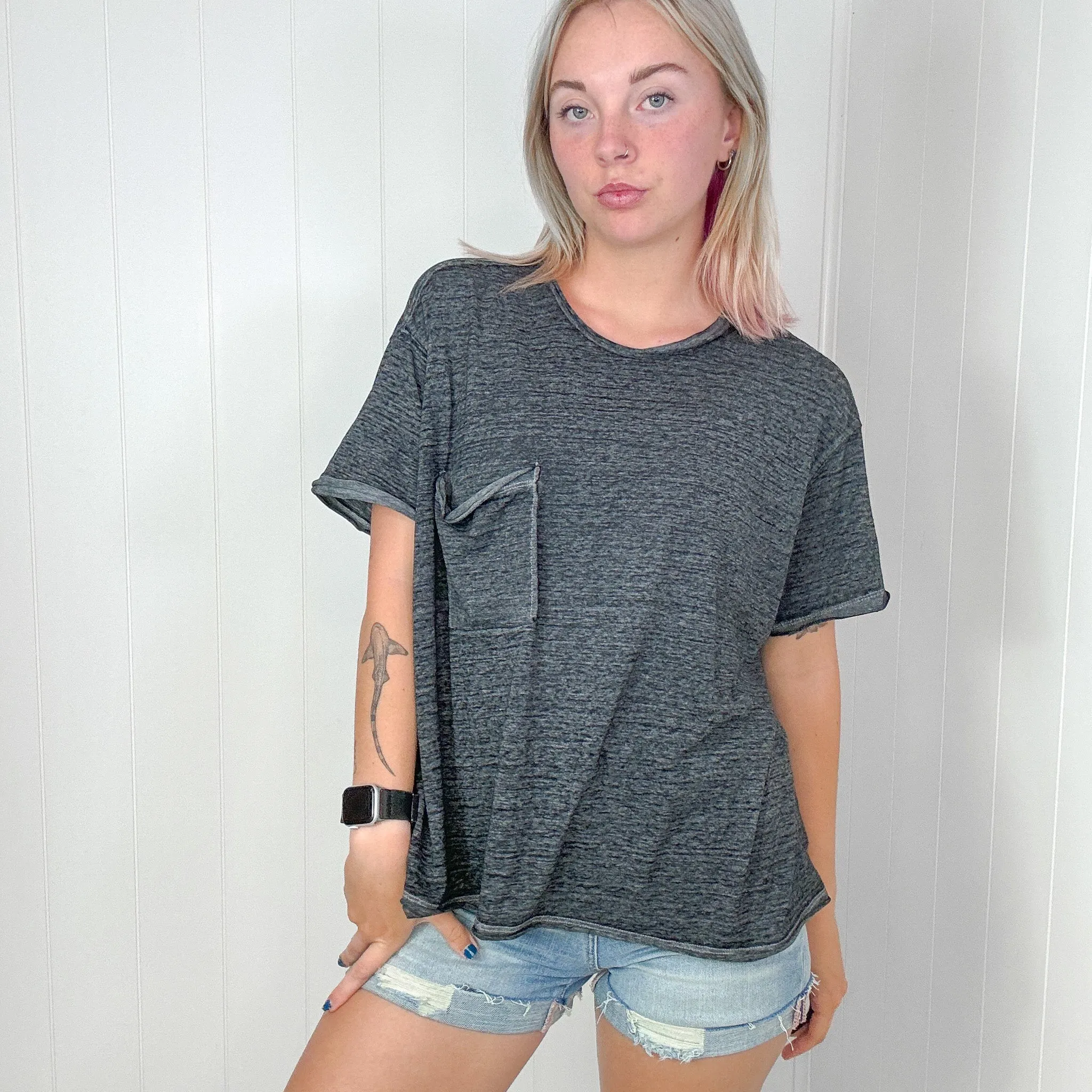 Ash Black Close to Myself Patch Pocket Short Sleeve Tee