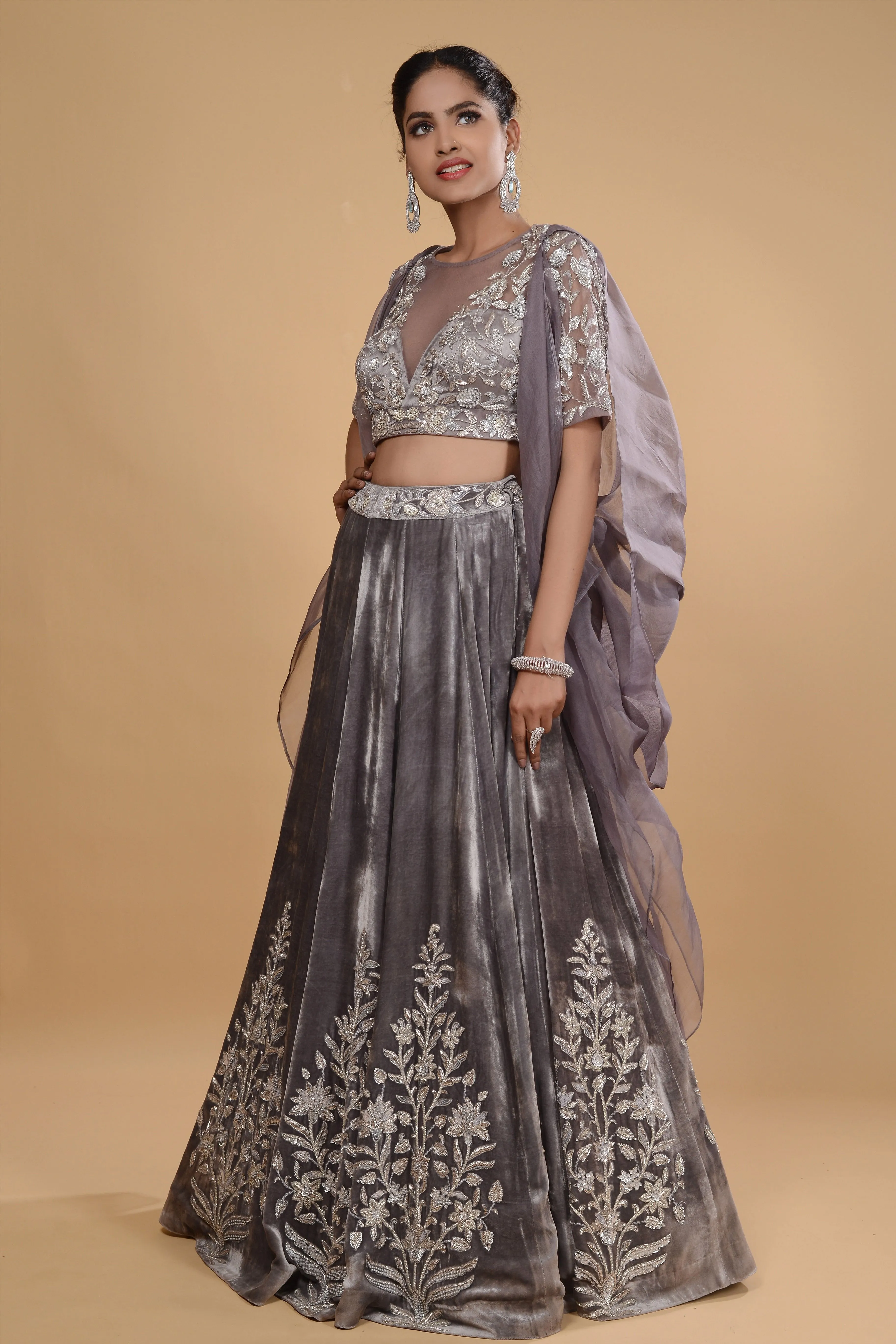 Ash Grey Skirt & Top Set.