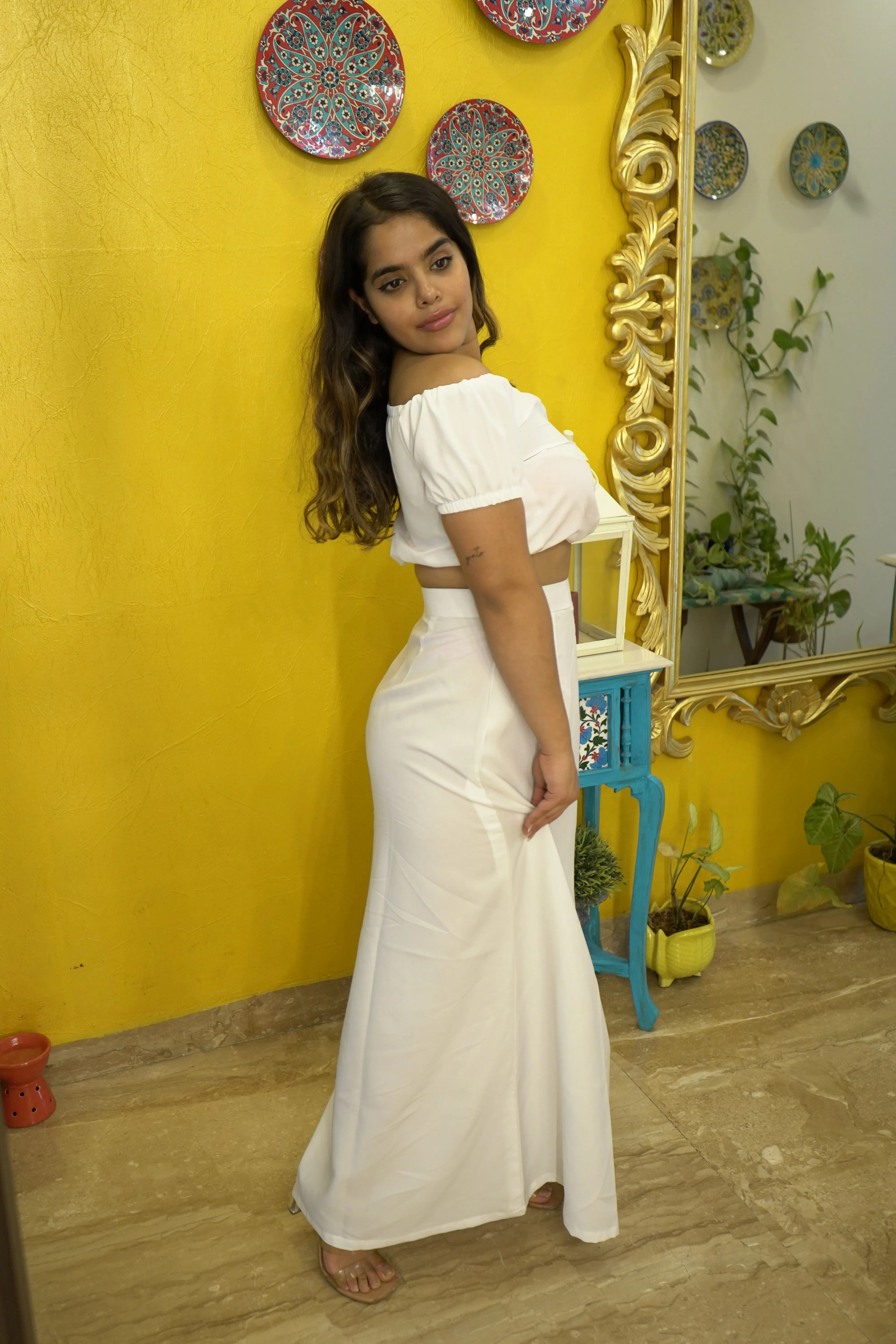 BARE BLISS OFF SHOULDER WHITE TOP SETS