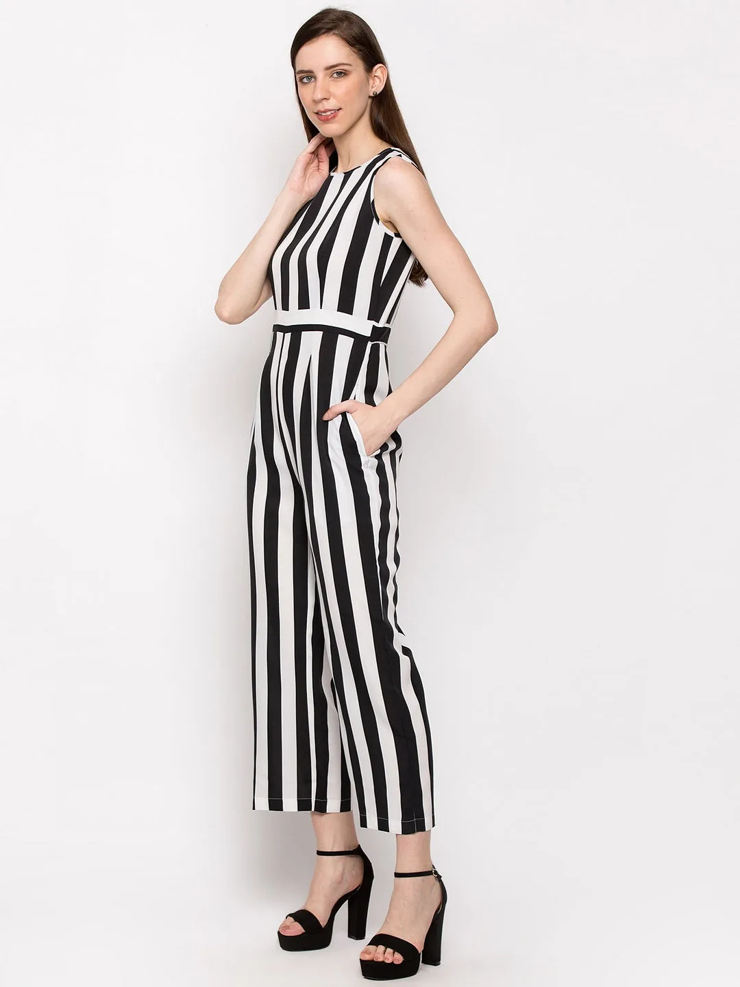 Black & White Striped Jumpsuit
