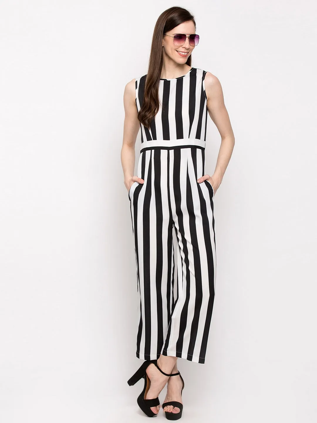 Black & White Striped Jumpsuit