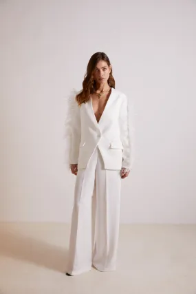 BLAZER BRANCO PLUMAS  NAS MANGAS