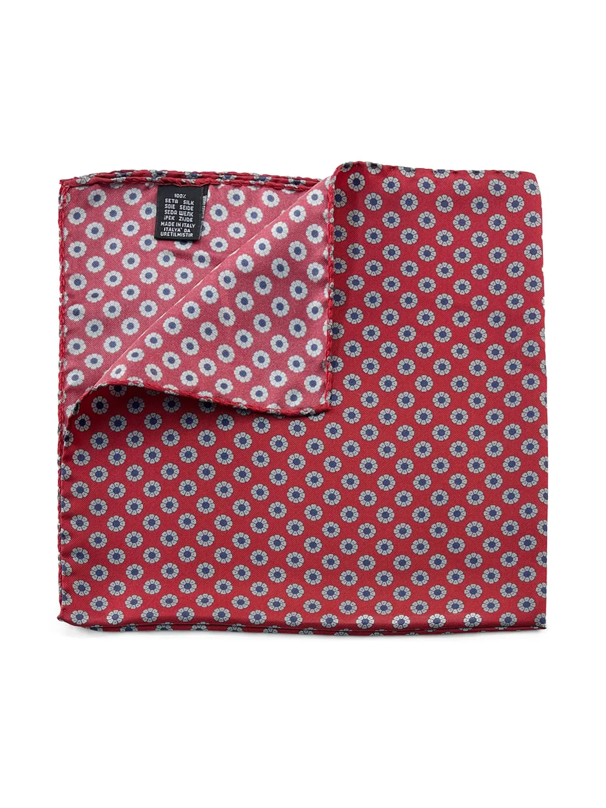 Carmine Red Flower Printed Silk Pochette