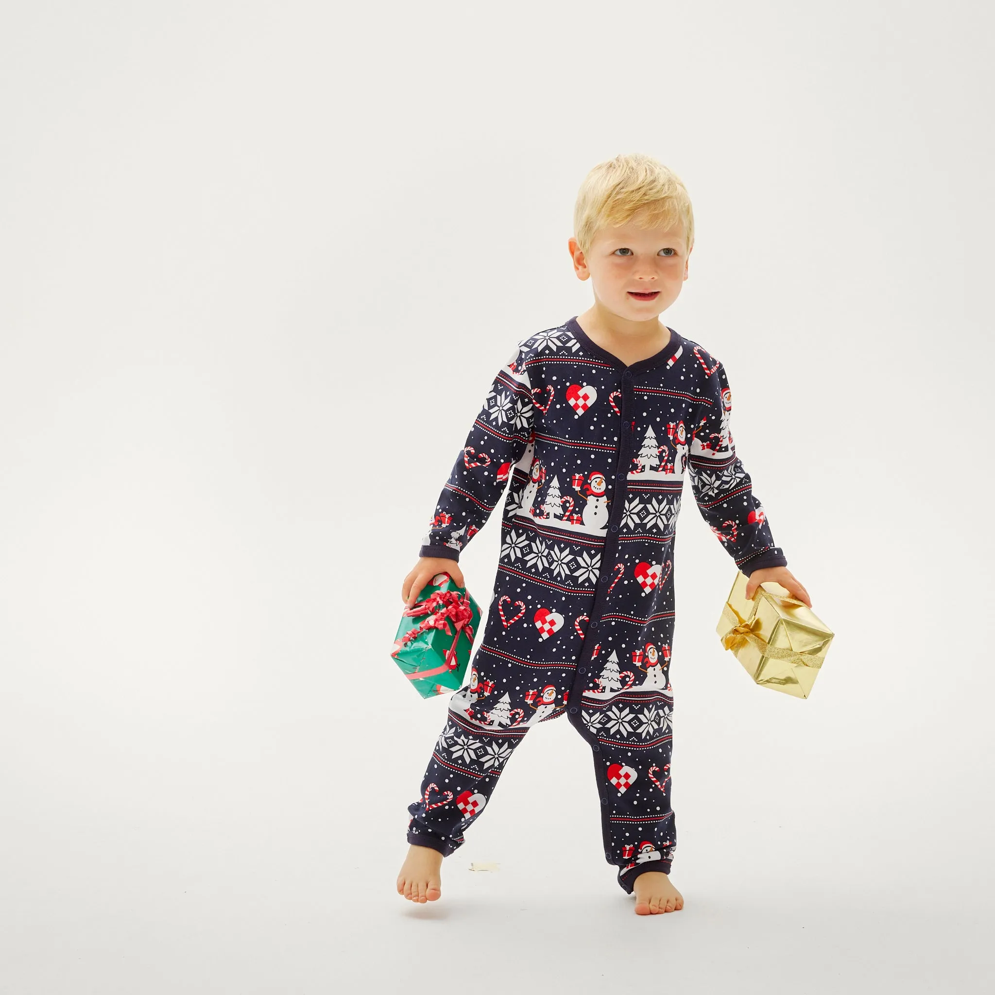 Adorable Navy Christmas Heart Jumpsuit for Baby – Holiday Outfit