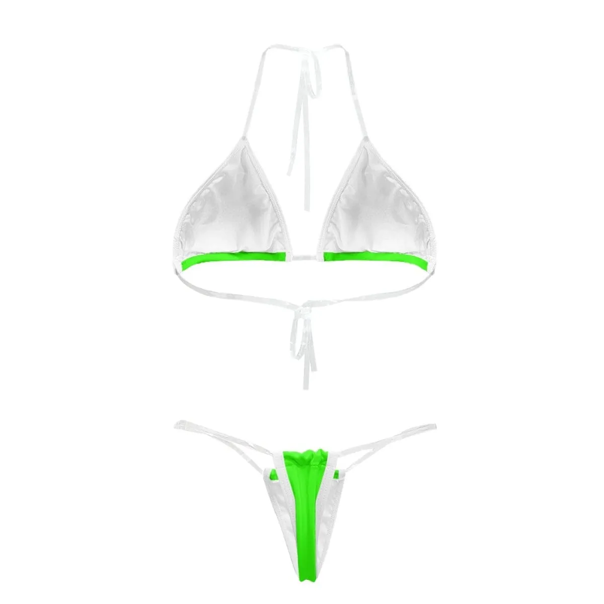 Custom Face Solid Color Transparent String Bikini Set Personalized Women's Two Piece Sexy Summer Bathing Suit