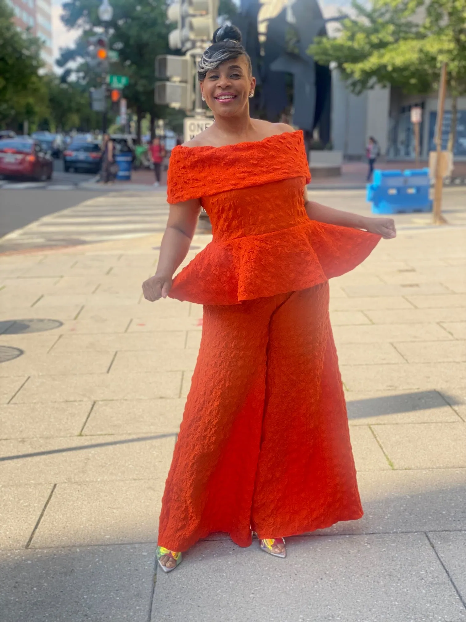 C.W Orange Off Shoulder Top