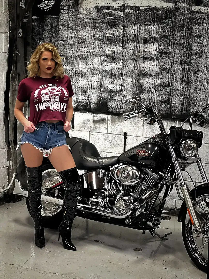 DANCE WITH YOUR DEMONS CROP TOP*MAROON*