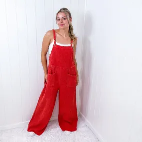 Dark Orange Crinkle Gauze Woven Jumpsuit