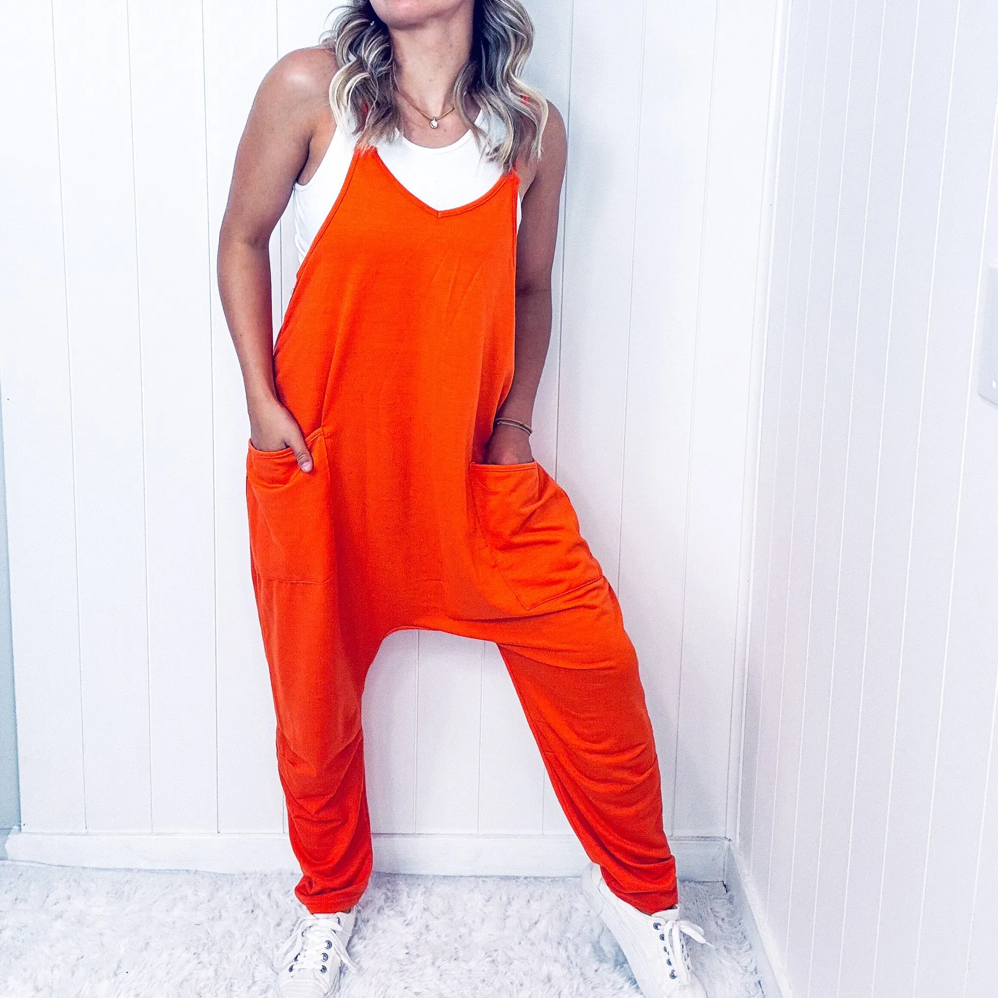 Double Take Sleeveless V Neckline Neck Pocketed Jumpsuit in 2 Colors