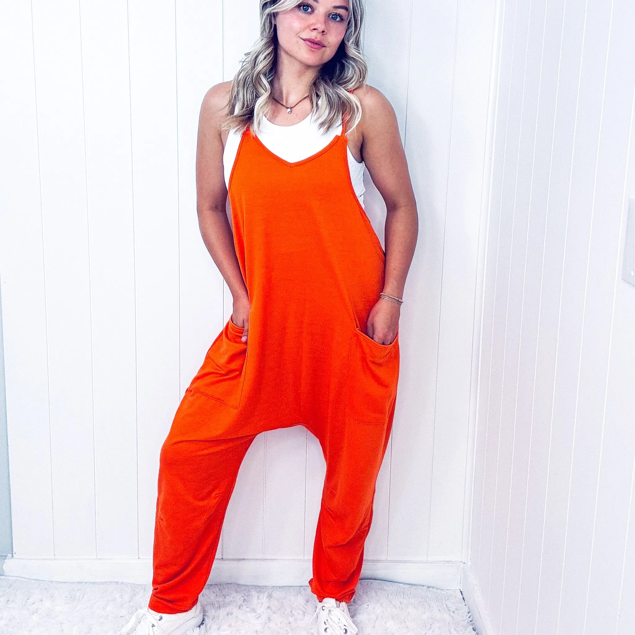 Double Take Sleeveless V Neckline Neck Pocketed Jumpsuit in 2 Colors