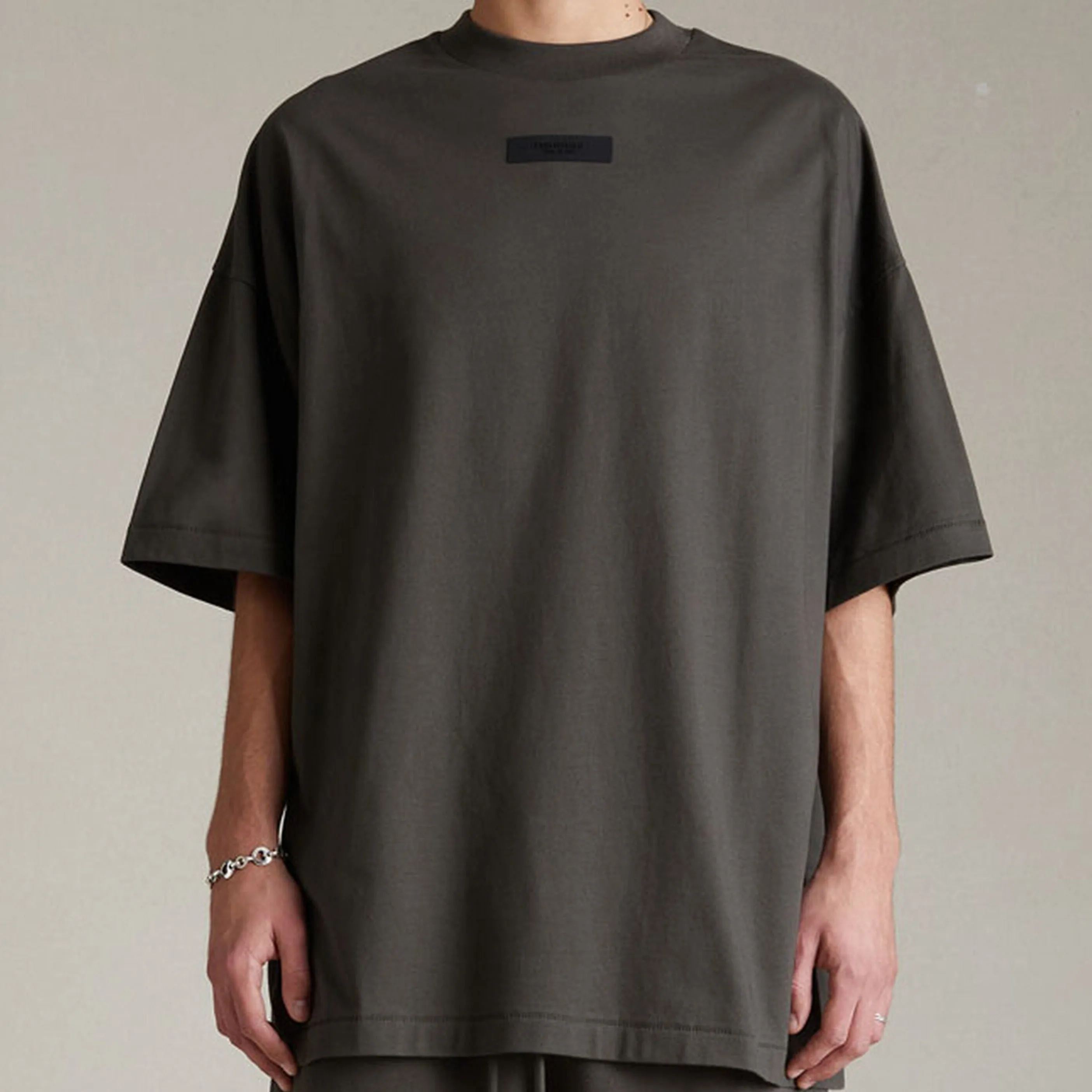 Fear of God Essentials Applique Box Logo Drop Shoulder Tee Ink (Oversized)