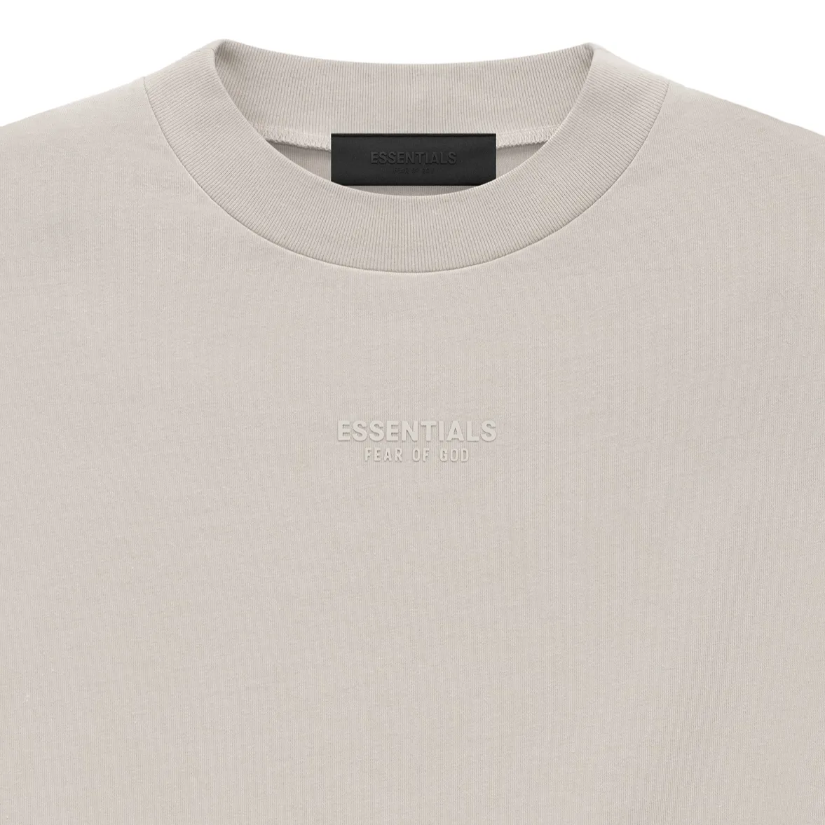 Fear of God Essentials Applique Logo Drop Shoulder Tee Silver Cloud (Oversized)