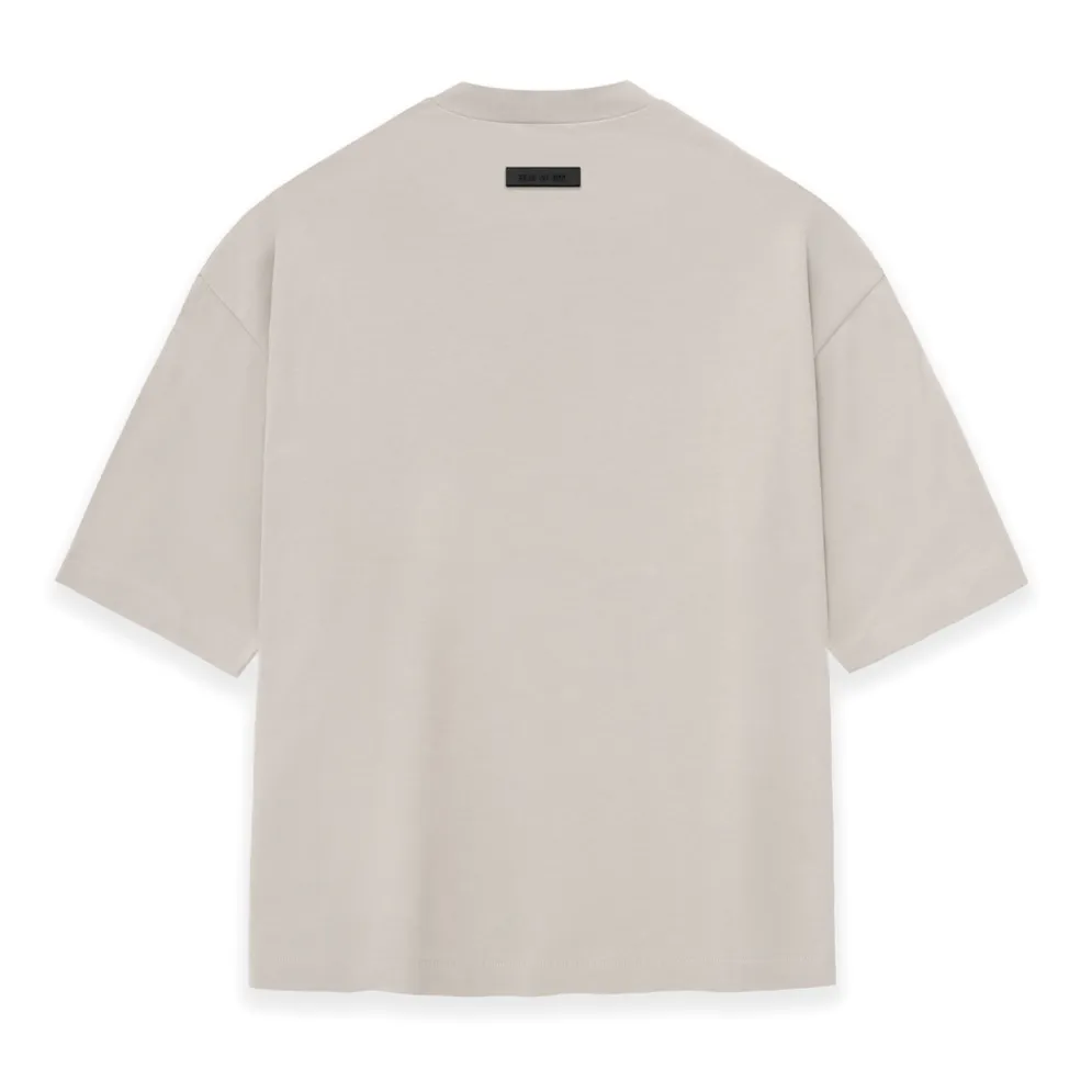 Fear of God Essentials Applique Logo Drop Shoulder Tee Silver Cloud (Oversized)