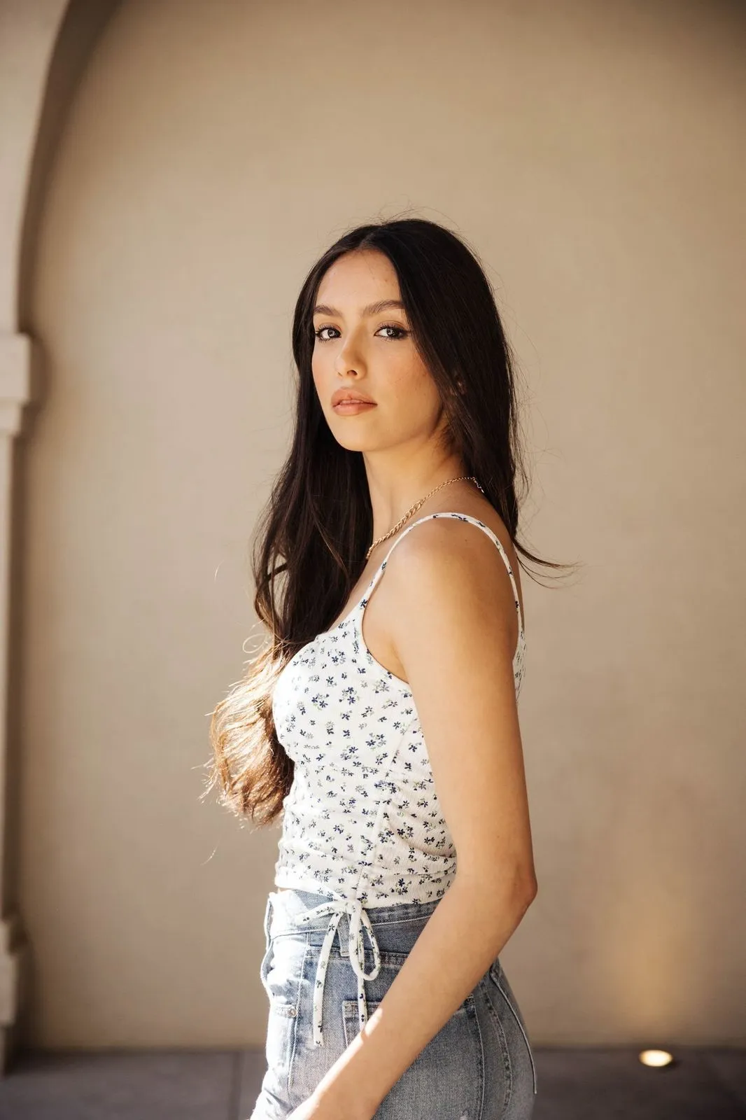 Floral Ribbed Crop Cami