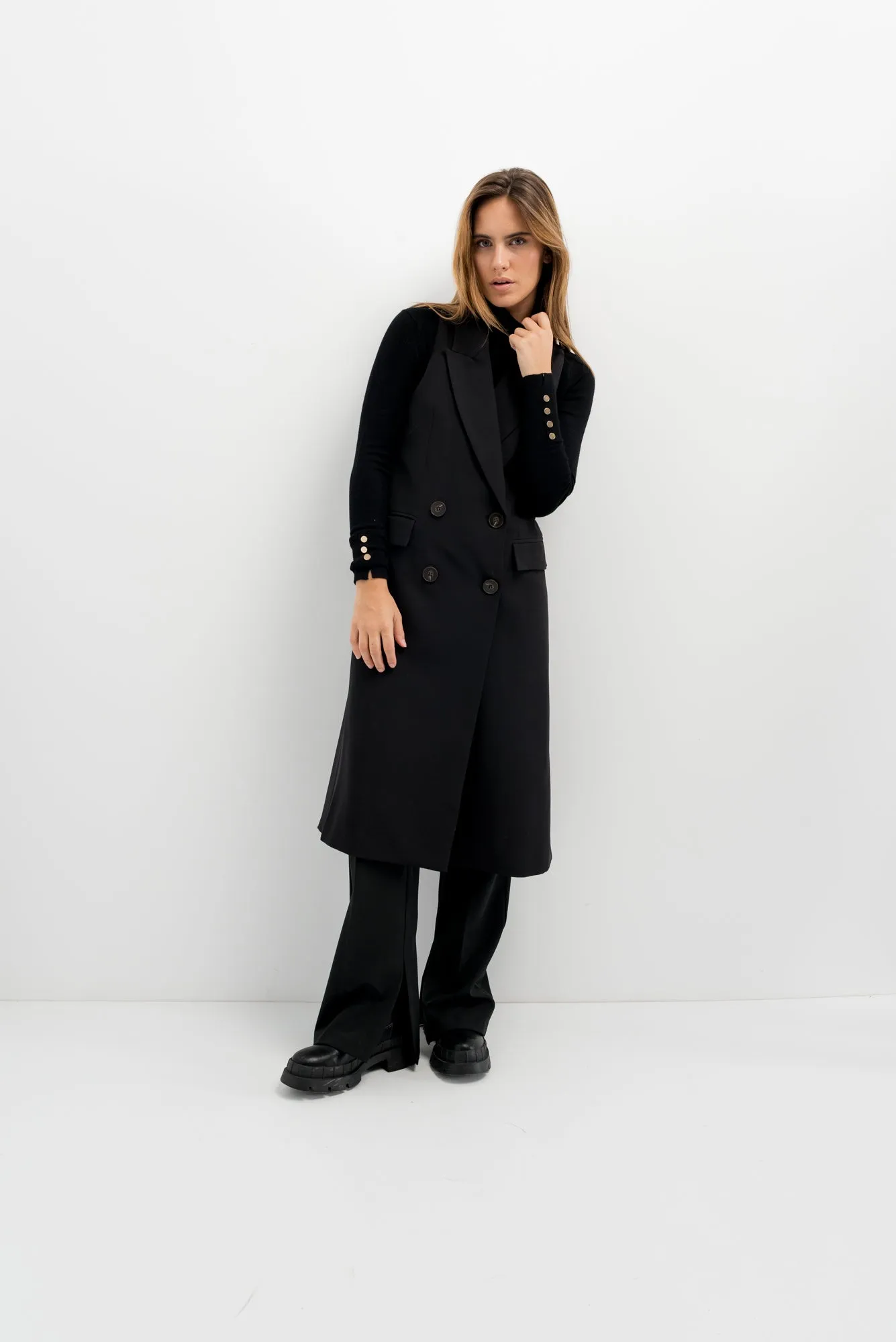 Gilet lungo doppiopetto