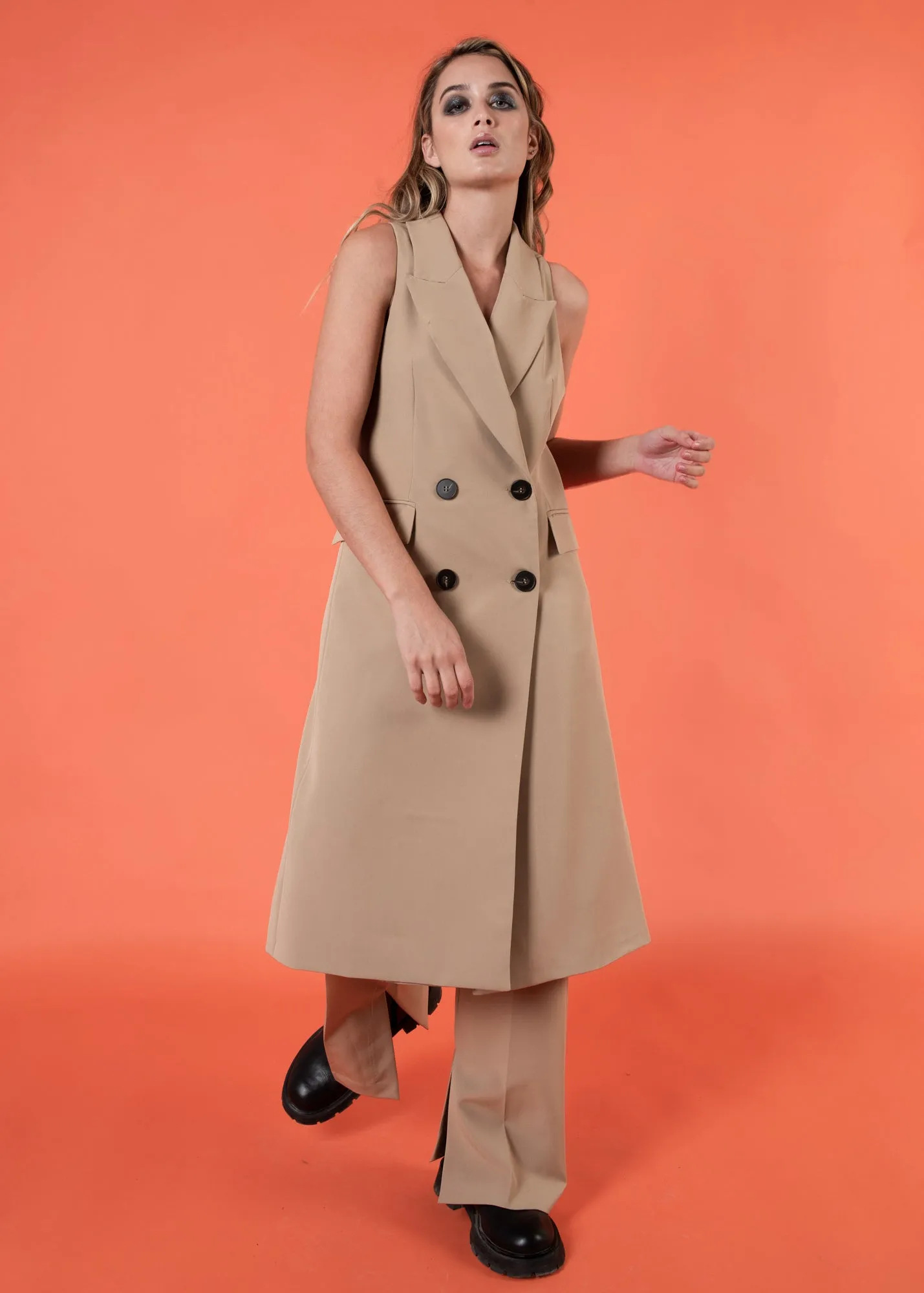 Gilet lungo doppiopetto