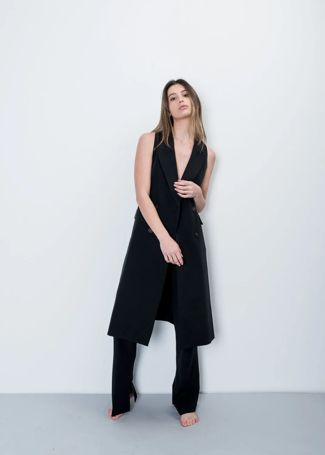 Gilet lungo doppiopetto