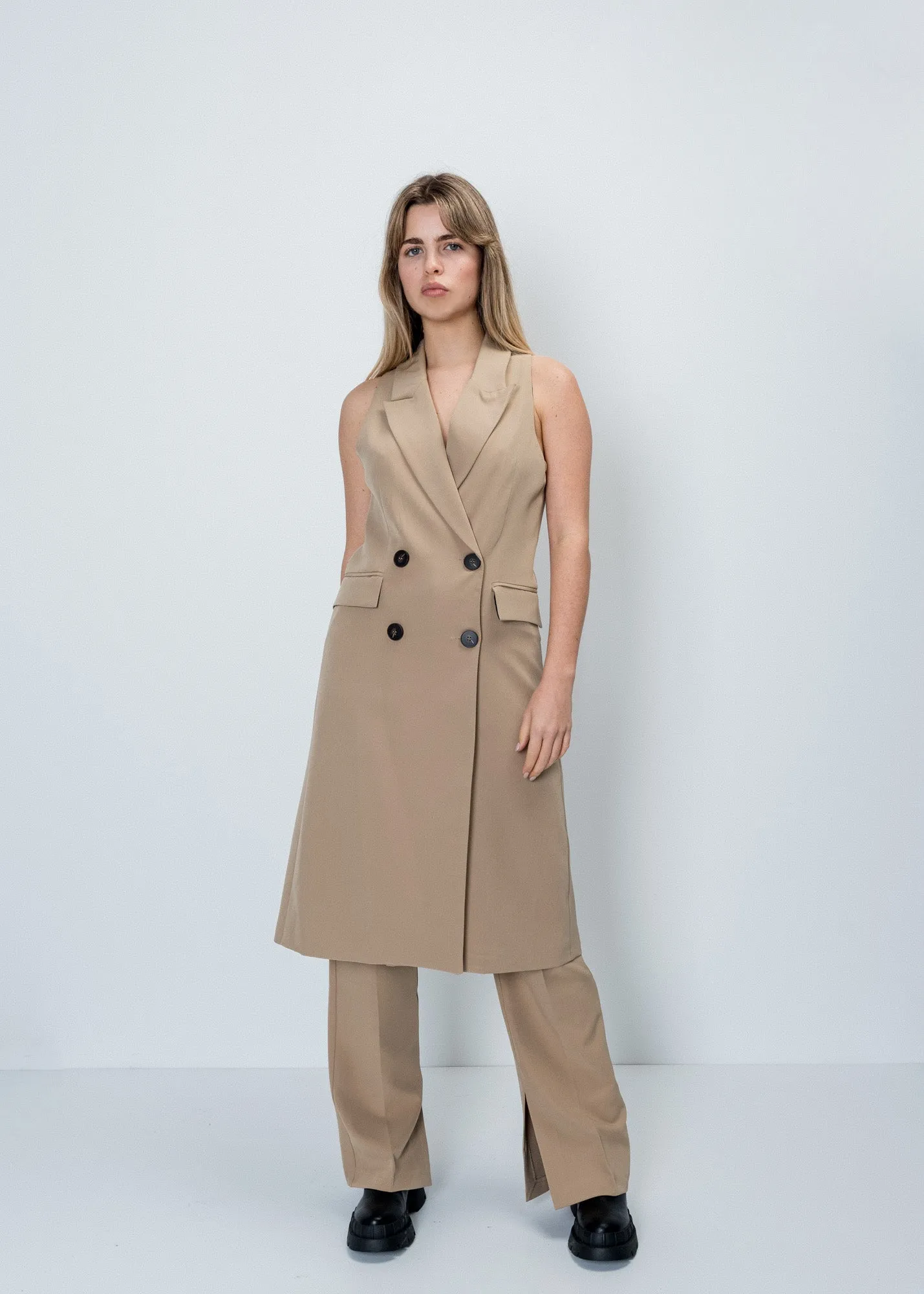 Gilet lungo doppiopetto