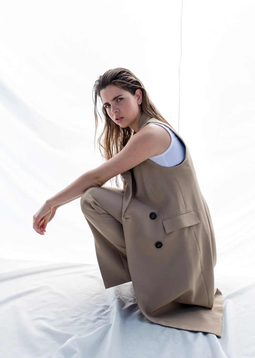 Gilet lungo doppiopetto