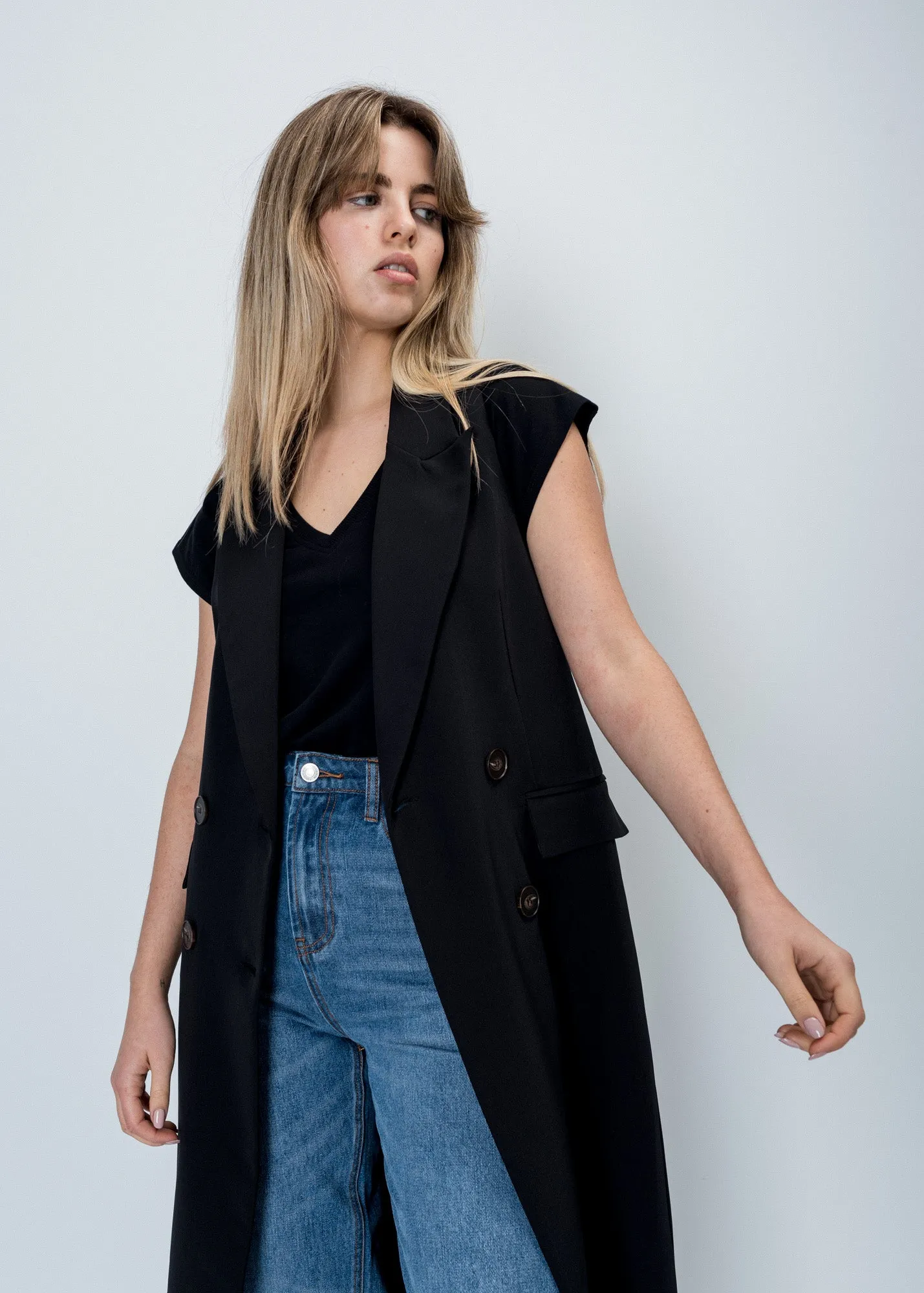 Gilet lungo doppiopetto