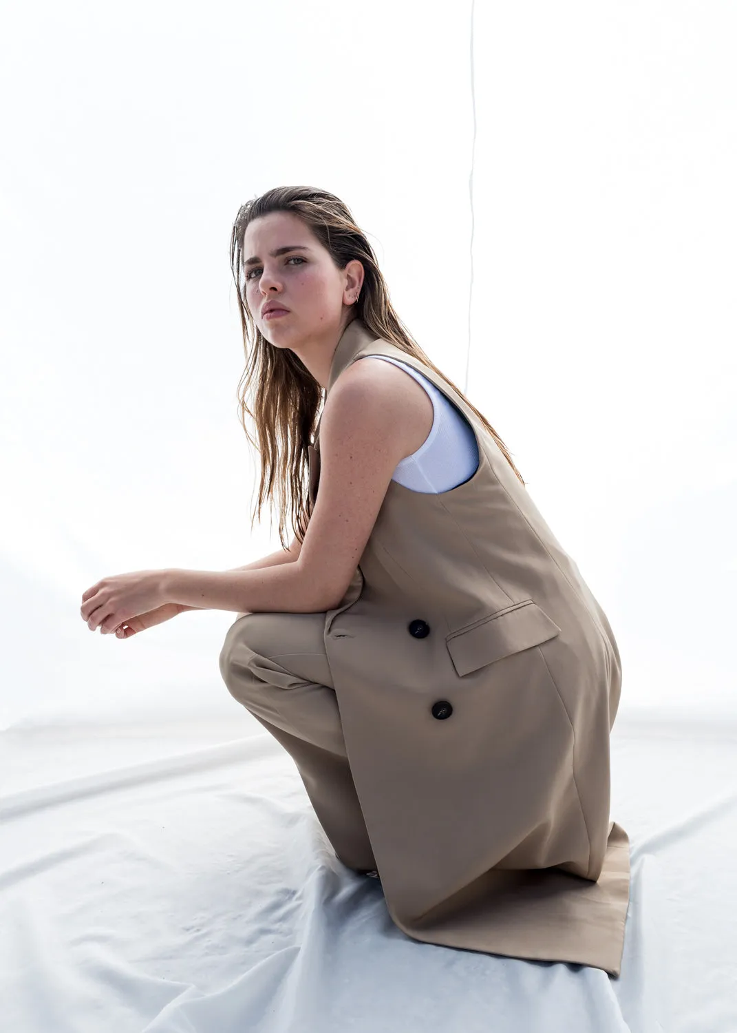 Gilet lungo doppiopetto