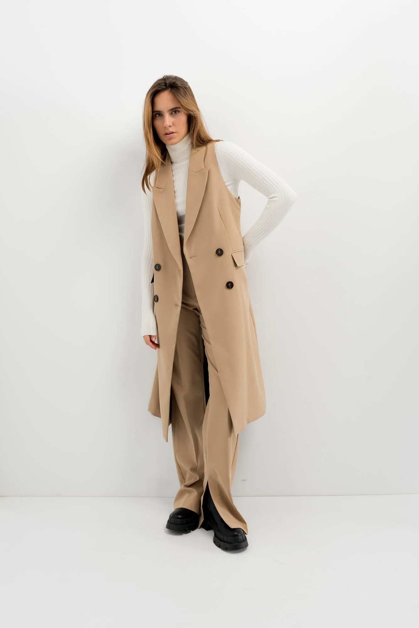Gilet lungo doppiopetto