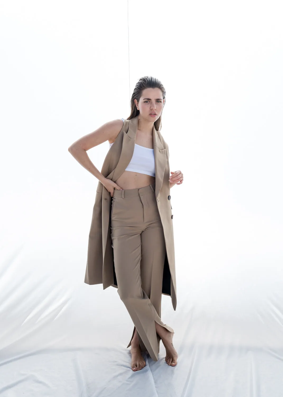 Gilet lungo doppiopetto