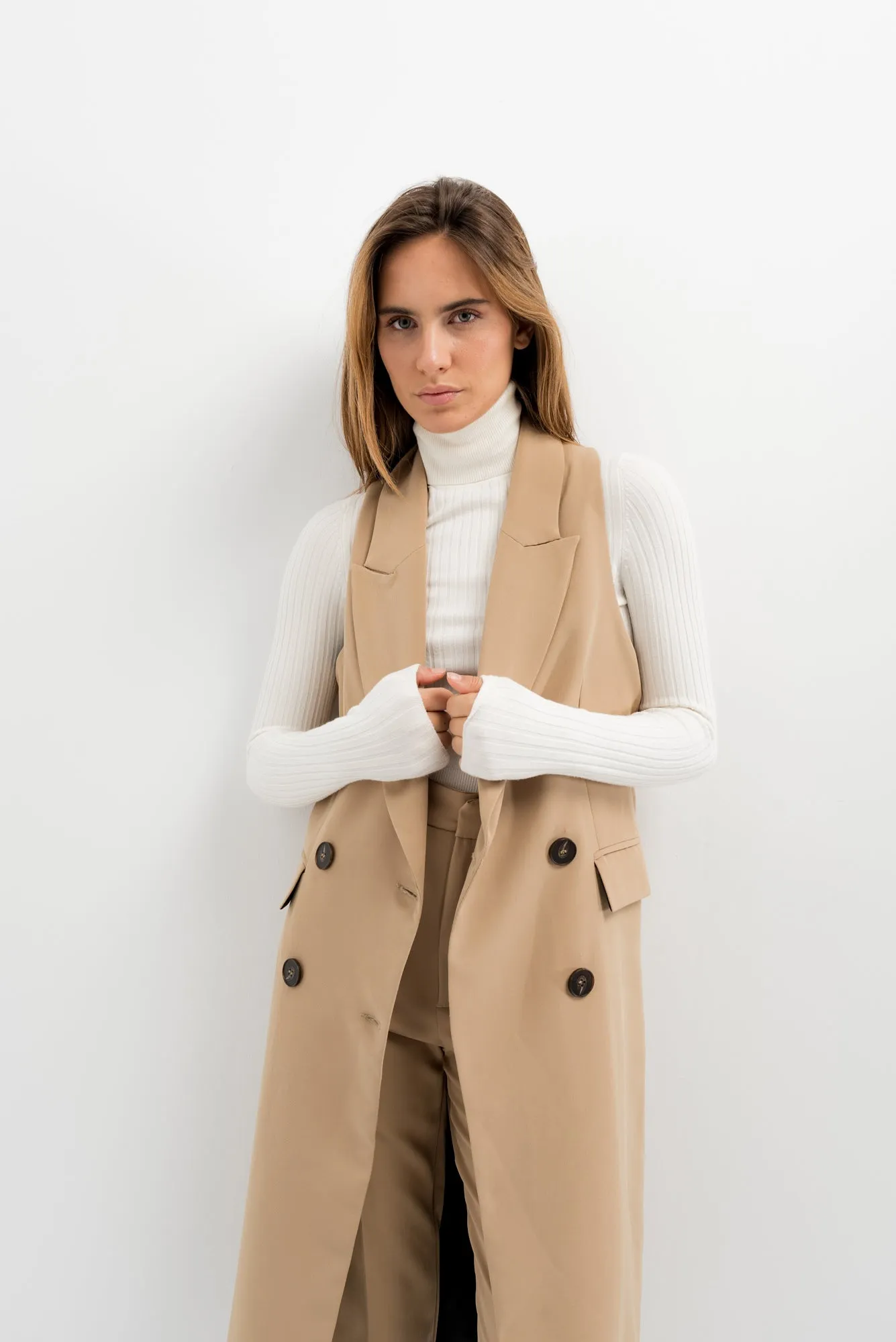 Gilet lungo doppiopetto