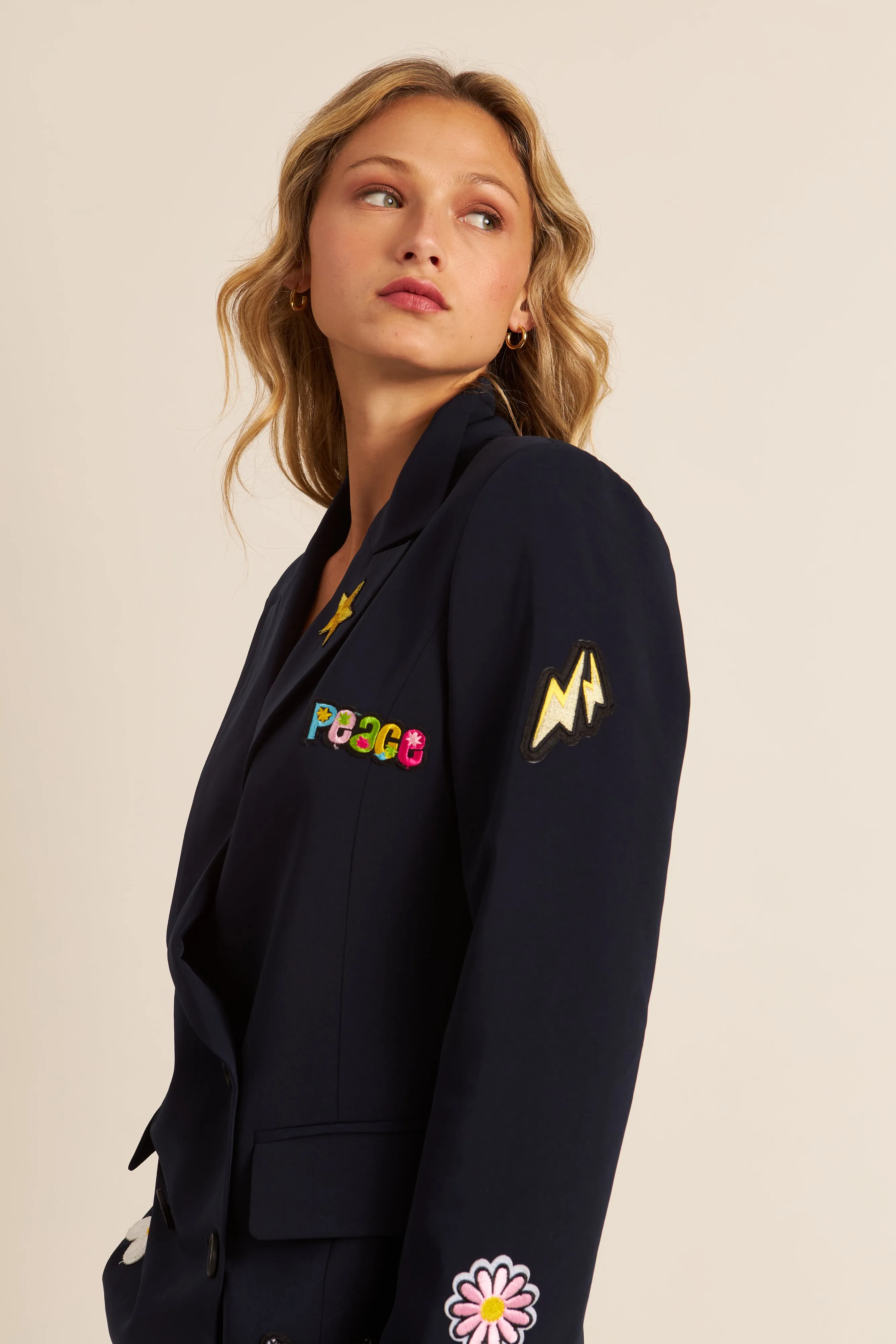 JUDE DOUBLE BREASTED BLAZER (PEACE SIGN) - JOHN JENN