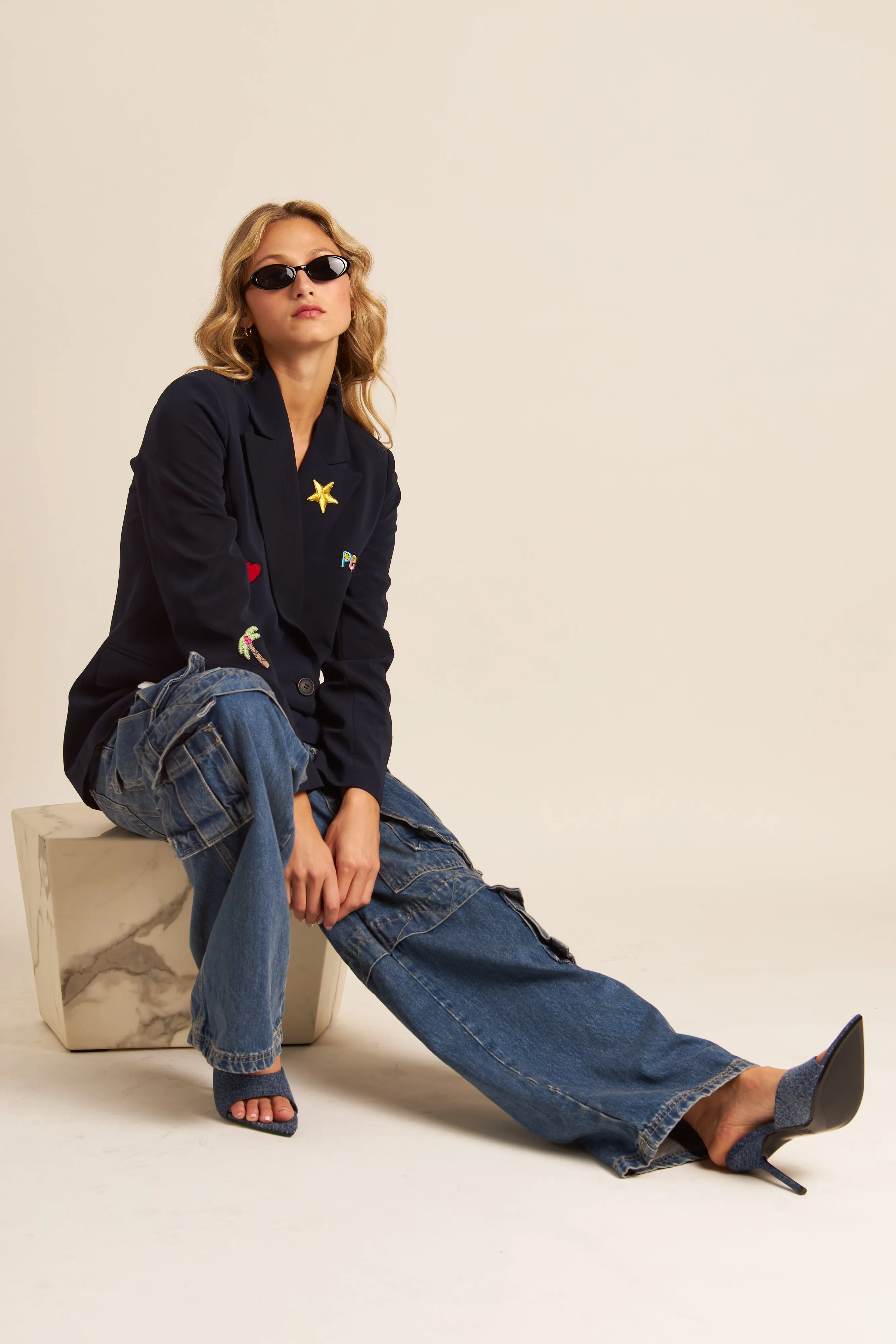 JUDE DOUBLE BREASTED BLAZER (PEACE SIGN) - JOHN JENN