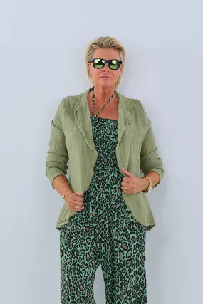 Leinenblazer, khaki
