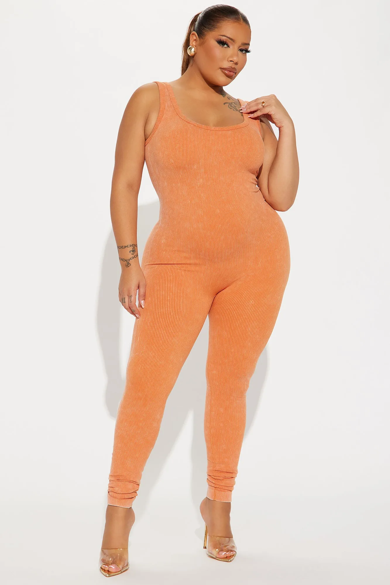 Melissa Washed Seamless Jumpsuit - Orange