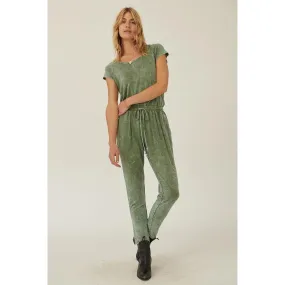 Mineral Washed Finish Knit Jumpsuit