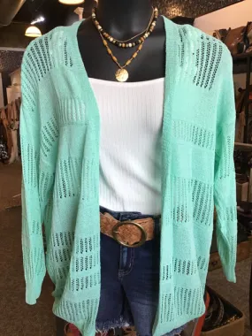 Mint Lightweight Openweave Cardigan - Small to 3X