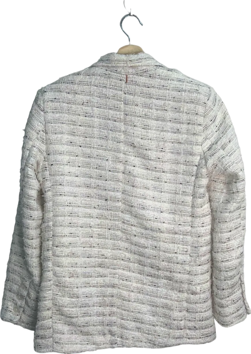 MISA Los Angeles White Tweed Double-Breasted Blazer UK 8
