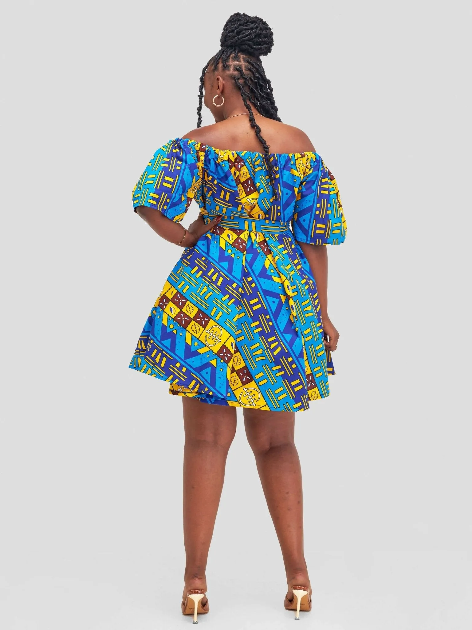 MKay Ankara Off-Shoulder Dress - Blue