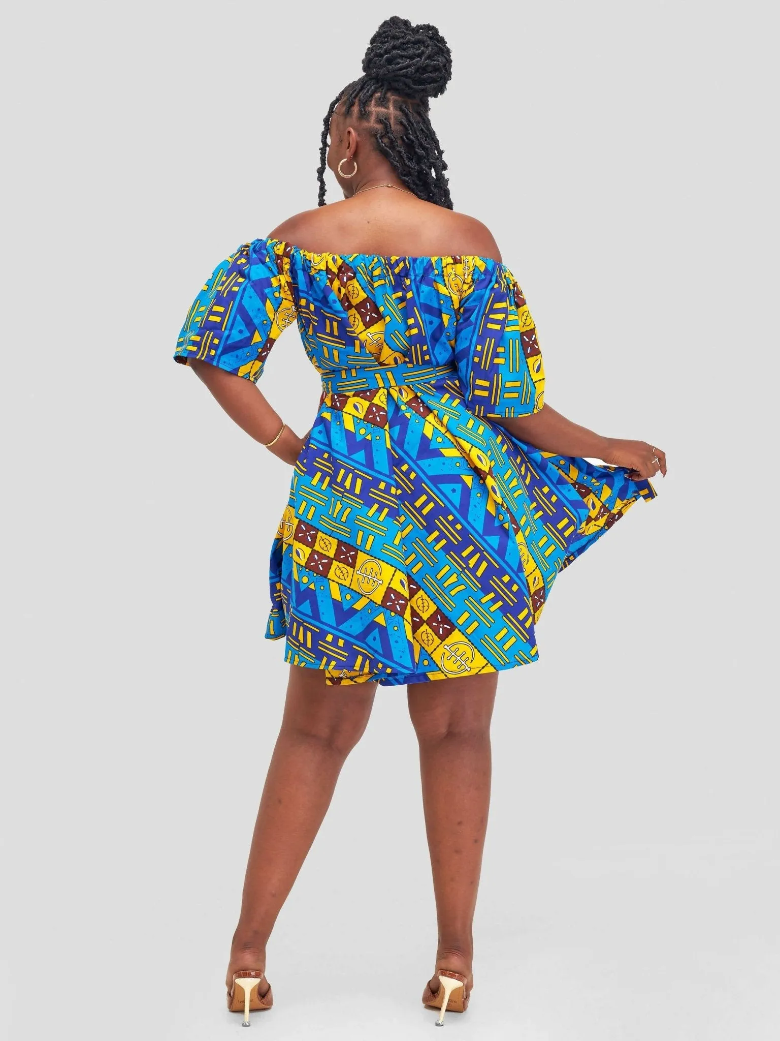 MKay Ankara Off-Shoulder Dress - Blue