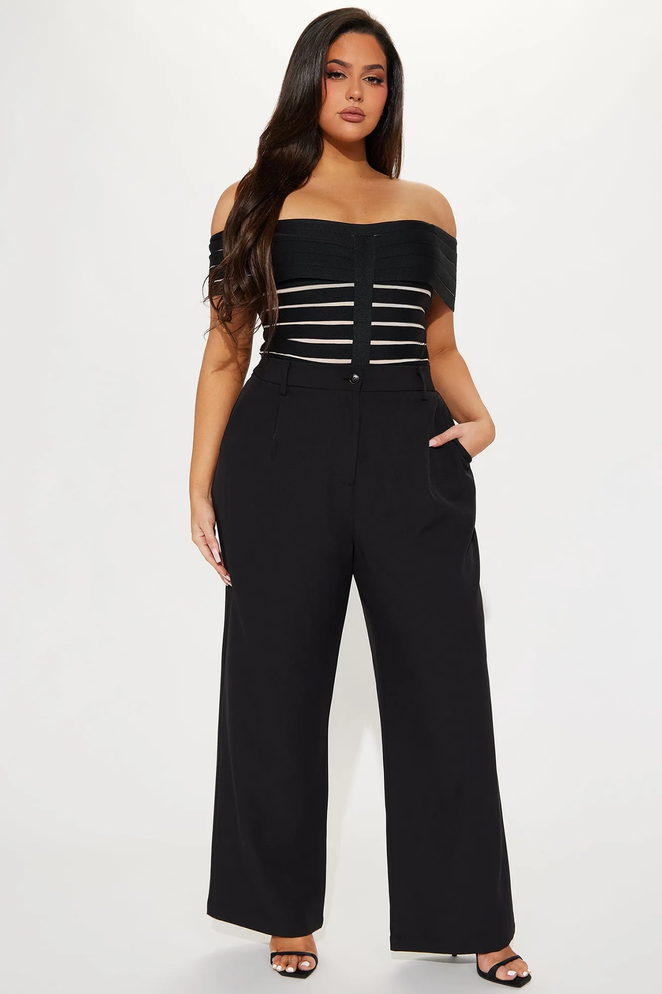 Monica Bandage Off Shoulder Bodysuit - Black/combo