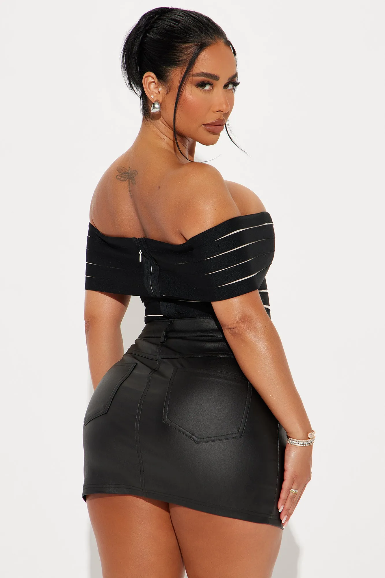 Monica Bandage Off Shoulder Bodysuit - Black/combo