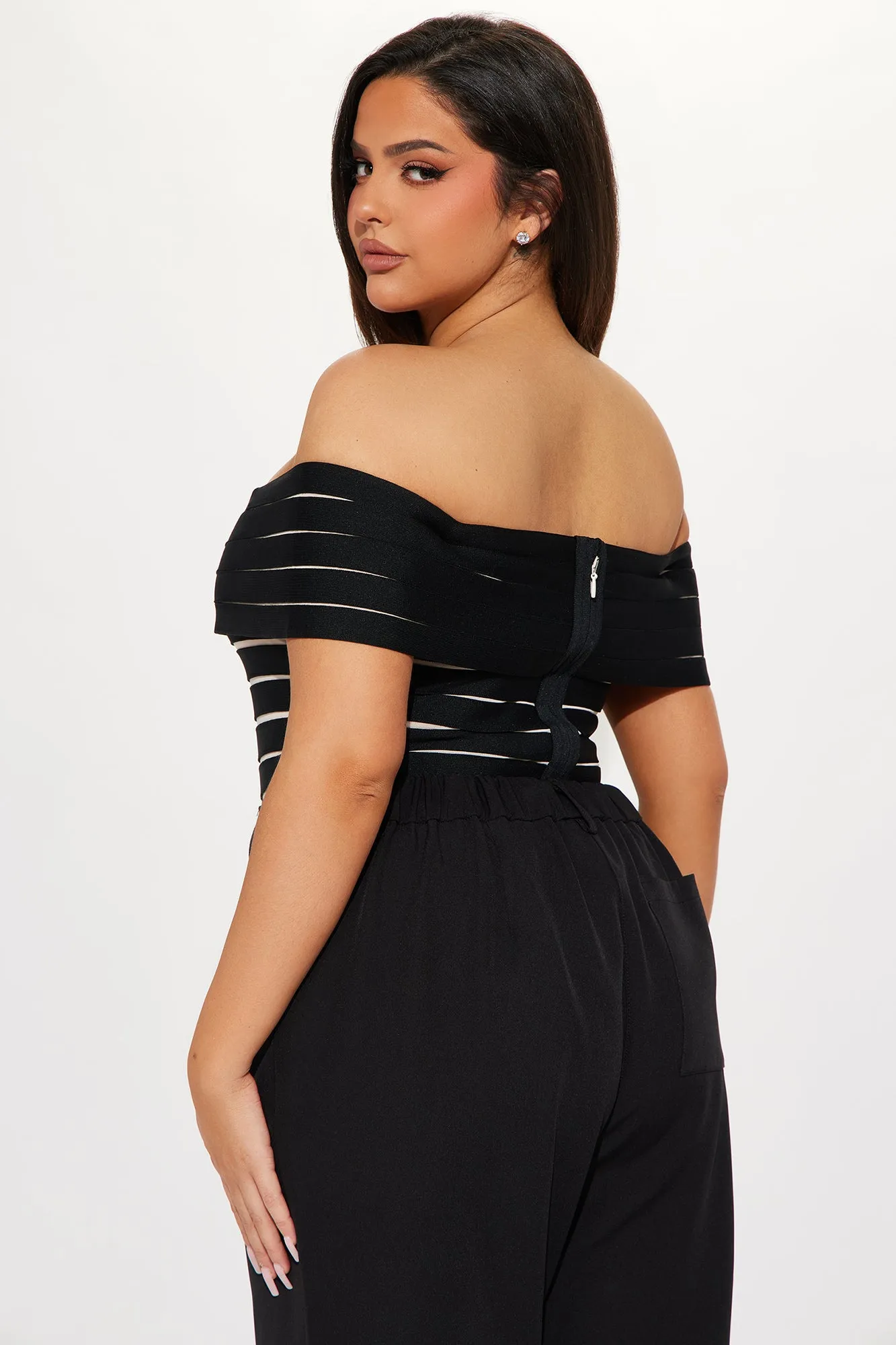 Monica Bandage Off Shoulder Bodysuit - Black/combo