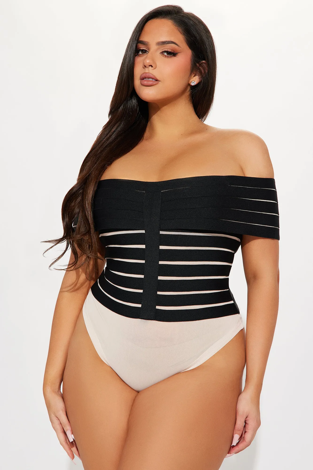 Monica Bandage Off Shoulder Bodysuit - Black/combo